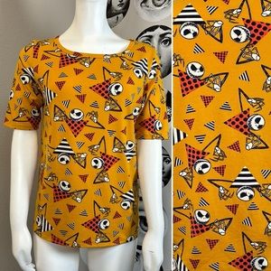 LulaRoe x Disney Jack Skellington Goldenrod Nightmare Before Christmas Tee, Sz M